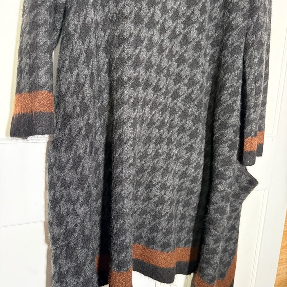 Max Studio Houndstooth Open Front Cardigan Sweater Coat Size Large Jacquard - Picture 10 of 12